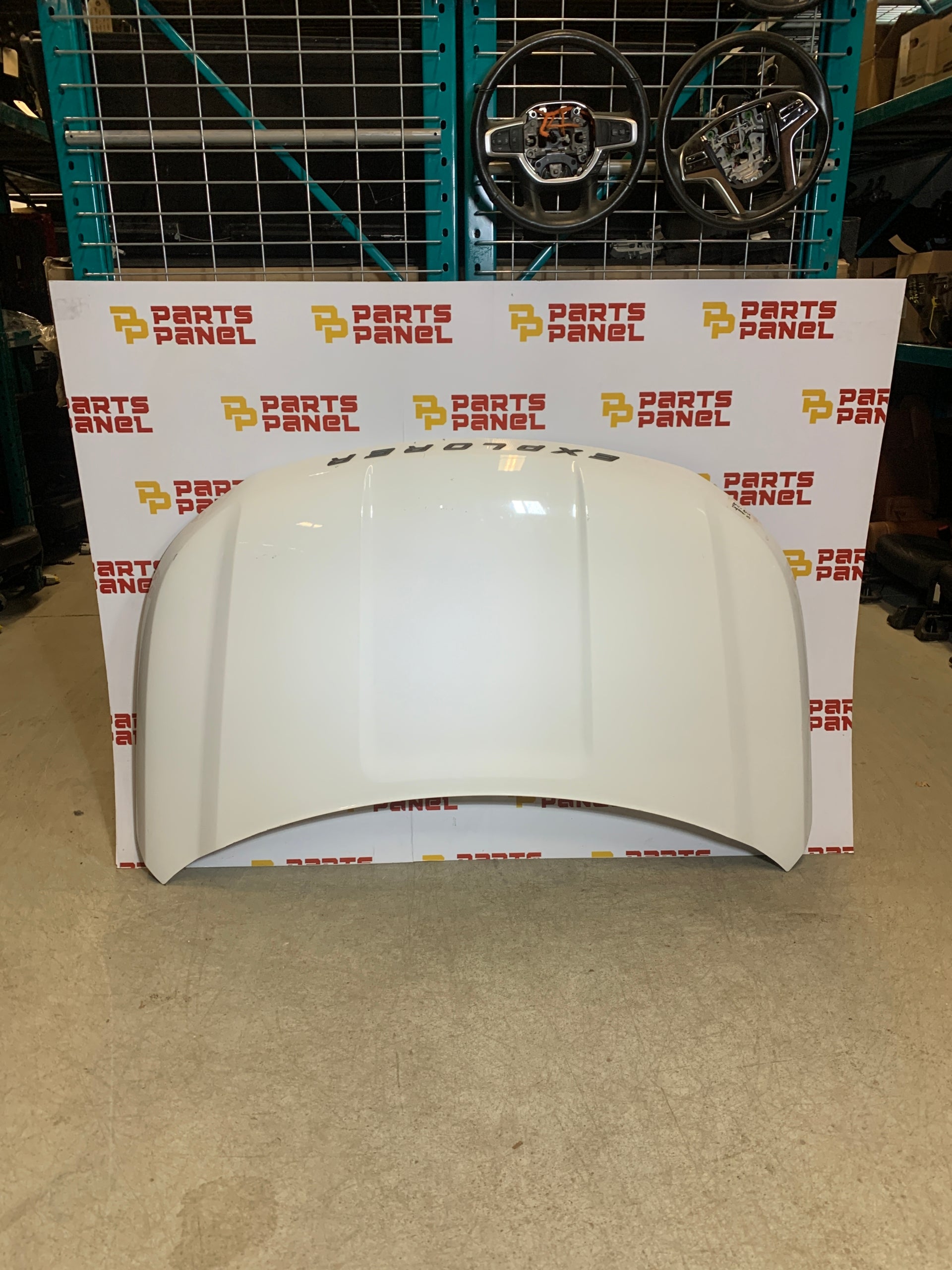 2016 - 2019 FORD EXPLORER WHITE OEM HOOD WITH EXPLORER LETTERS