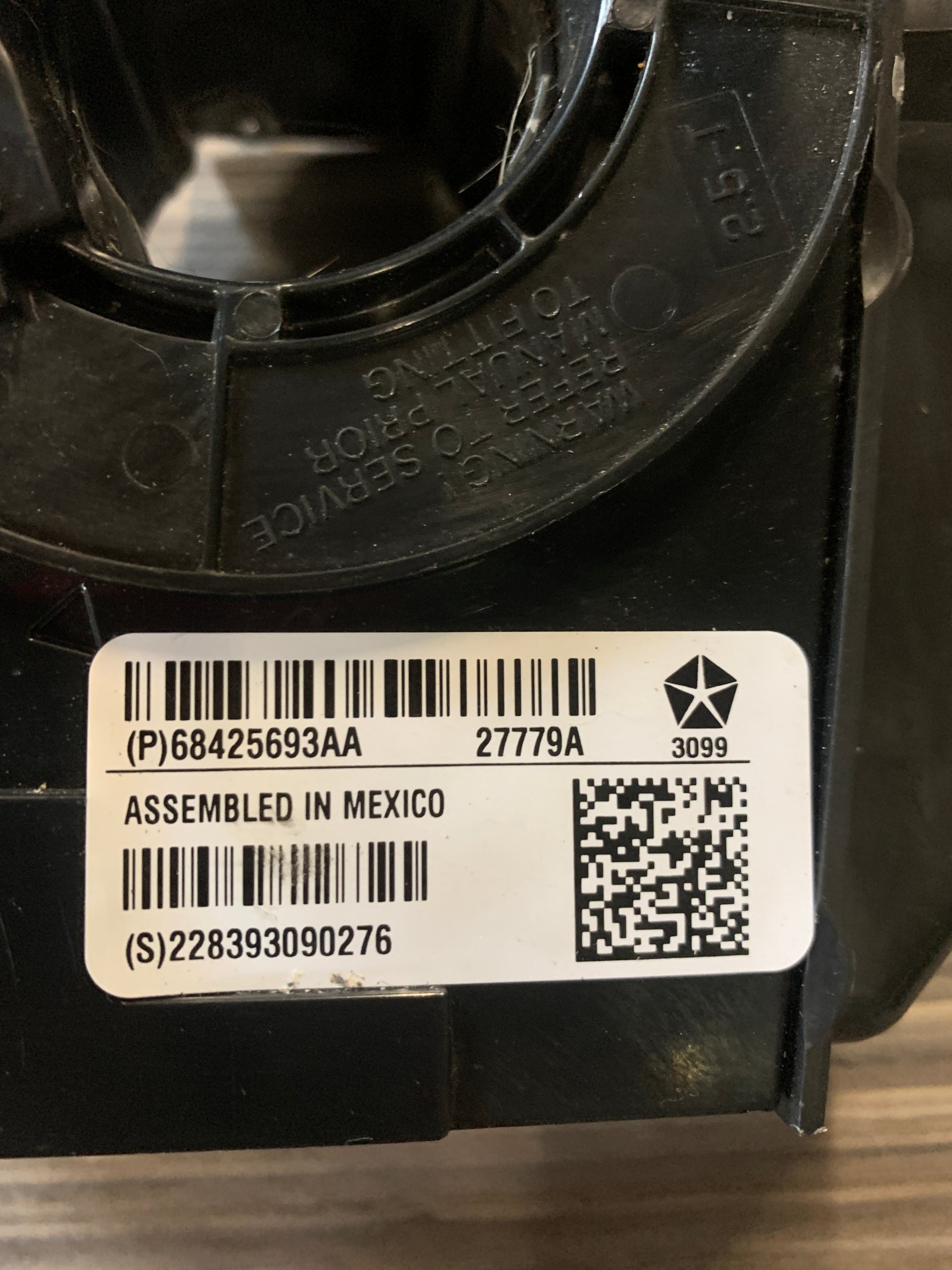2019 - 2022 RAM 1500 DE 5E GÉNÉRATION NOUVEAU STYLE RESSORT D'HORLOGE DE COLONNE DE DIRECTION OEM 68425693AA