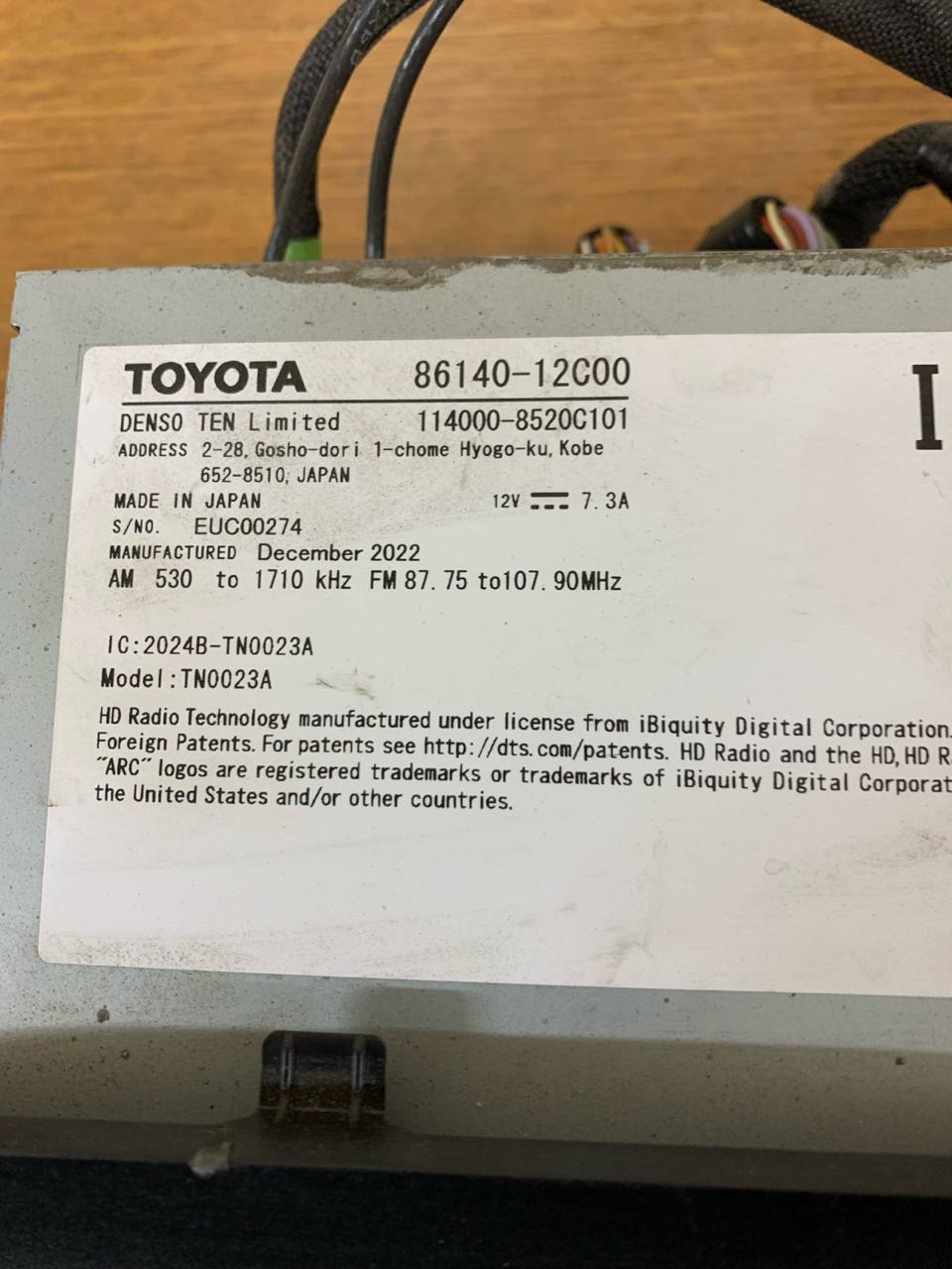2019-2022 Toyota Corolla Radio Receiver OEM