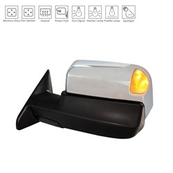 2019 - 2024 RAM 2500 / 3500 DOOR MIRROR LEFT HAND POWER HEATED WITH MEMORY/POWER FOLD/PUDDLE LAMP/SIGNAL/SPOT LAMP/SENSOR CH1320488 68374943AB