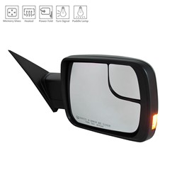 2019 - 2024 RAM 1500 DOOR MIRROR RIGHT HAND POWER PRIMED HTD/MEMORY/POWER FOLD/SIGNAL/PUDDLE LAMP CH1321476 5ZK42RPXAA