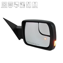 2019 - 2024 RAM 1500 DOOR MIRROR RIGHT HAND POWER PRIMED HTD/BLIND SPOT/MEMORY/POWER FOLD/SIGNAL/PUDDLE LAMP CH1321477 68402098AA