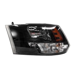 2013 - 2024 RAM 1500 / 2500 / 3500 HEAD LAMP LEFT HAND HALOGEN STD TYPE WITH BLACK BEZEL HQ CH2518149 68270497AB