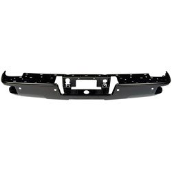 2014 - 2019 GMC SIERRA / DENALI / CHEVY SILVERADO 1500 / 2500 / 3500 BUMPER REAR BLACK PTM WITH CORNER STEP/SENSOR GM1102563 23112252