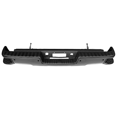 2014 – 2019 GMC SIERRA / DENALI / CHEVY SILVERADO 1500 BUMPER REAR ASSEMBLY BLACK WITH CORNER STEP WITHOUT SENSOR GM1103177U 23251665 2014 - 2019 GMC SIERRA / DENALI / CHEVY SILVERADO 1500 BUMPER REAR ASSEMBLY BLACK WITH CORNER STEP WITHOUT SENSOR GM1103177U 23251665