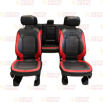 2015 – 2020 FORD F150 SPORT FRONT AND REAR LEATHER SEATS WITH CENTER CONSOLE RED AND BLACK CREW CAB