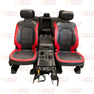 2015 - 2020 FORD F150 SPORT FRONT AND REAR LEATHER SEATS WITH CENTER CONSOLE RED AND BLACK CREW CAB